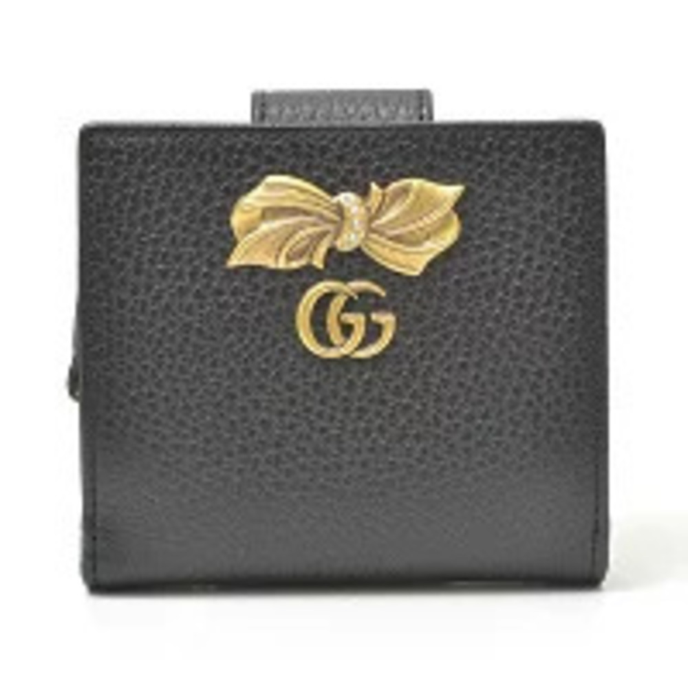 Gucci Bow Compact Wallet Leather Black